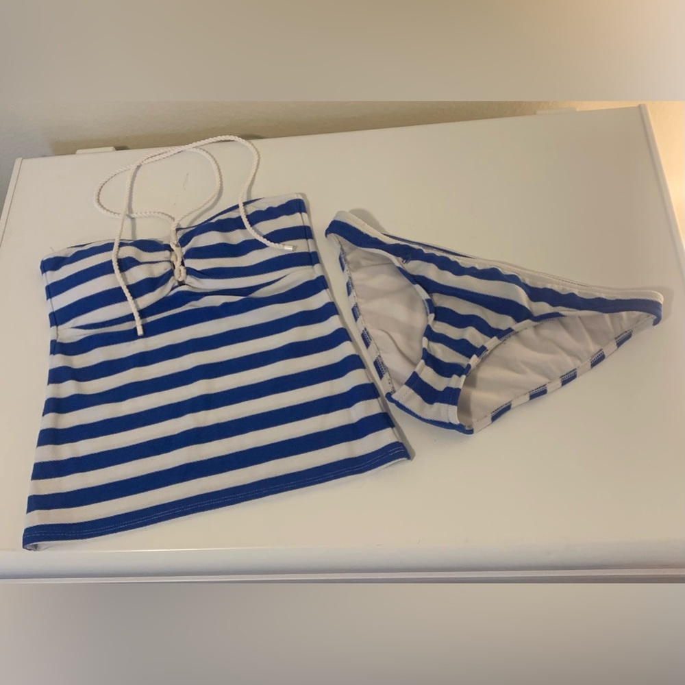 Blue/White Stripe Two Piece Nautical Swimsuit - Ralph Lauren